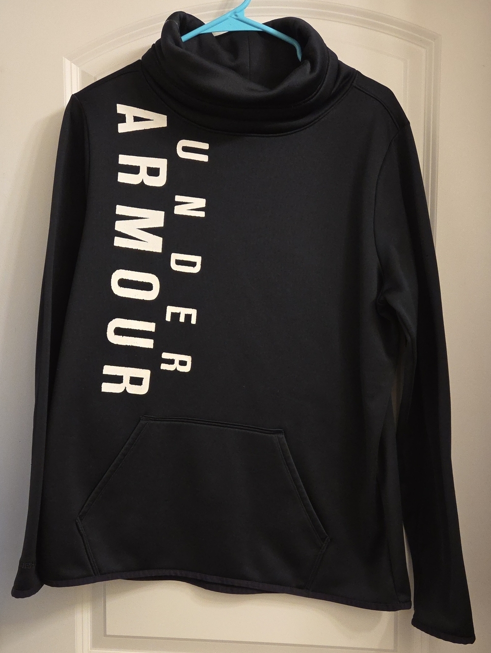 Under Armour Black Turtleneck Pullover with White Vertical Logo